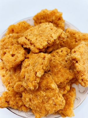 Salzige Eiersäure Trockenes Fleisch Floss Klebrige Reis Cracker Mischung Reich und weich Aroma Knisperndes Reis Braten Reis Kruste Guoba