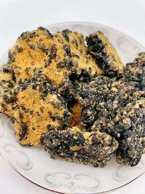 Schwarzgold Guoba Salzige Eigelb und Schweinefleisch Floss Geschmack Reis Cracker Mischen Knuspriges Reis Braten Reis Kruste