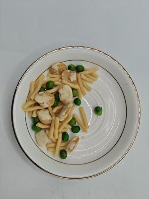 mit Salz gebackene Gemisch-Garnelen- und Bohnen-Scheiben Snack