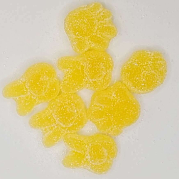 Bunte, lustig geformte, fruchtinfundierte Gummibonbons mit Zuckerüberzug