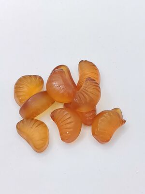 Orangenscheibenförmige Gummibonbons mit natürlichem Orangenaroma – glänzende und zähe Sojabohnen-Snacks