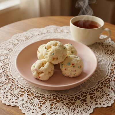 Weiße Schokoladen-Reisbällchen – reichhaltige Mischung aus weißer Schokolade und knusprigem Reis mit bunten Streuseln für eine festliche Atmosphäre, knusprige und leichte Sojabohnen-Snacks