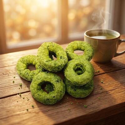 Matcha Crispy Rings – Erfrischende Matcha- und Getreidefusion, leicht knuspriger, ringförmiger Snack, ohne Schuldgefühle, vielseitig für alle Gelegenheiten
